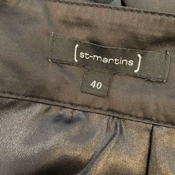 Sateen Black & Green Patterned Pleated High Waist Knee Length Skirt 40 - Picture 4 of 9